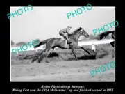 OLD 6 X 4 HORSE RACING PHOTO OF RISING FAST DOING TRACK WORK AT MENTONE 1954