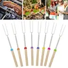 Telescoping BBQ Marshmallow Hot Dog Roasting Sticks Suit 8pcs Barbecue Skewers