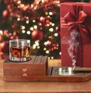 Cigar Ashtray XL Coaster Whiskey Glass Tray & Wooden Ashtray, Luxury Maple