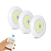 3Pcs Wireless Remote Control LED Cabinet Light Under Closet Lamp for Bedroom Stairs