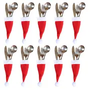 10pcs Tableware Holder Bag Christmas Hat Christmas Decorations Kitchen Accessories Home Decor 2023 Christmas Ornaments