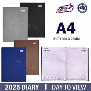 2025 Diary Day To View A4 Woven Hard Cover Office Journal Black Planner AU