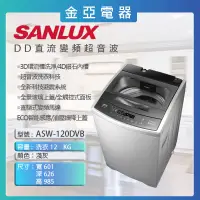 在飛比找蝦皮購物優惠-10倍蝦幣回饋⭐️SANLUX 三洋12KG 變頻直立式洗衣