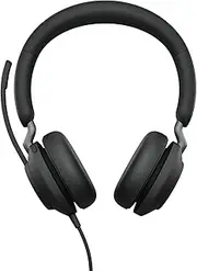 Jabra Evolve2 40 PC Headset - Noise Cancelling Microsoft Teams Certified Stereo Headphones with 3-Microphone Call Technology - USB-A Cable - Black