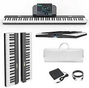 Portable Keyboard Piano 88 Key, Digital Piano with Magnetic Connection for Beginners, Full-Size Foldable Electric Piano Keyboard, Sensitive Keys, Sustain Pedal, Sheet Music Stand, Piano Bag