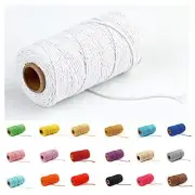 Macrame Cotton Cord 2mm 109 Yard Cotton Rope Colored Craft Cord for DIY White
