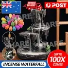 Incense Burner Mountain Waterfall Smoke Backflow Ceramic Cone Holder+100 Cones