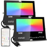 LED Flood Light Outdoor, 500W Equivalent 5000LM Smart RGB Landscape Lighting ...