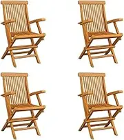 Garden Chair Folding Garden Chairs 4 pcs Solid Teak Wood Patio Seating