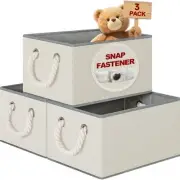 Extra Large Fabric Storage Bins for Shelves with Handles 3 Pack | Storage Bas...