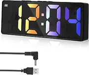 Abizarch Digital Alarm Clock Colorful LED Alarm Clock USB/Battery Operated Desk Clock with Dual Alarms 12/24H Display 3 Adjustable Brightness Voice Control Snooze Function for Home Office ZHAZHAMO
