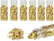 7 Bottles Gold Leaf Flakes, Gold Leaf for Cakes, Gold Foil, Cake Decorations, Gold Flakes for Cake, Chocolate, Restaurant, Dessert