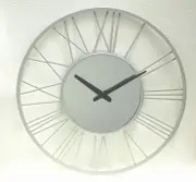 Metal wall clock mirror decor silver 50D