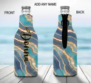 Agate Geode Personalised Stubby Holder Zip Up Bottle Cooler Collapsible