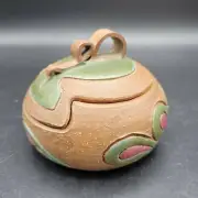Raku Pottery Sugar Bowl With Lid Or Trinket Dish Honora Bird Southwest Boho
