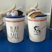 Rae Dunn Peanuts SNOOPY PLAY BALL Baseball Patriotic Kitchen Canister