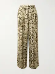 [Dries Van Noten] Dries Van Noten - Pleated Snake-print Jersey Straight-leg Pants - Snake print - FR 34 FR 34 Animal print