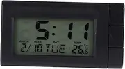 1pc Vehicle Temperature Meter Digital Temperature Automotive Night Light Clock Car Luminous Thermometer Car Thermometer Vehicle Clock Abs Black