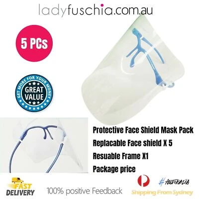 Full Face Shield Multi Function Protective Mask Replaceable Anti-Splash 5pcs