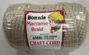 Bonnie Macrame Braid Craft Cord 6MM 100 Yards Pearl New