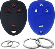 2Pcs Silicone Key Fob Cover Remote Case Keyless Protector Compatible with Chevrolet Silverado Suburban Tahoe Traverse GMC Acadia Savana Sierra Yukon Cadillac Escalade ESV EXT SRX Saturn Vue 4 Buttons