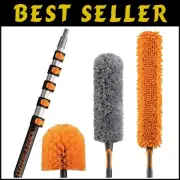 High Ceiling 30-Foot Duster Kit: Extendable Pole with Microfiber & Cobweb Brush