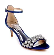 Badgley Mischka Lara Crystal Dress Sandal Navy Satin Size 8