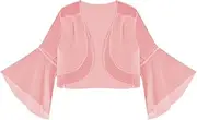 [Generic] Bolero Shrug for Women - Cropped Summer Short Sleeve Loose Cape | Ruffle Cropped Chiffon Capes Bolero Shrug Cardigan for Evening Dress