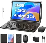 Android 14 Tablet, 10 inch Tablet with Keyboard, 16GB+128GB, 1TB Black