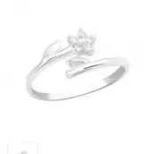 Crystal flower vine sterling silver toe ring