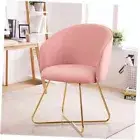 Velvet Vanity Chair with Back, Modern Accent Chair for Vanity, Pink