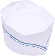 [DEARMAMY] 40pcs Chef Hat Burger Adjustable Service Hat Paper Takeaway Trucker Running Cap Bonnet Kitchen Hats Cookware Hard Hat Paper Hat Bakers Cooks Server Headscarf Apron Chef Cap Blue