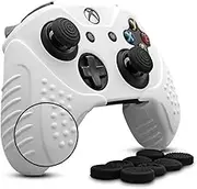 CHINFAI Xbox One Controller Silicone Skin Grip Cover Anti-Slip Protective Case for Xbox 1 with Thumbstick Caps Set (White)