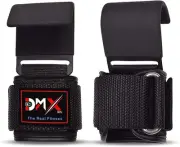 DMX INTL Weight Lifting Power Hooks Grip Heavy Duty with Wrist Straps for Pul...