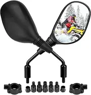 KEMIMOTO Motorcycle Mirrors, 8MM 10MM ATV Mirrors for Handlebar Compatible with Scooter Snowmobile Mope, 360 Degrees Ball Type Adjustment High Definition Mirrors