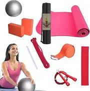 Yoga Set for Beginners - Exercise Mat with Yoga Ball | Includes Latex Resistance Band and Stretching Band, Portable Exercise Equipment