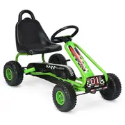 Costway Pedal Go Kart 4 Wheel Pedal Powered Ride On Toy Racer Pedal Car Green