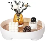 Decorative Tray Coffee Table Tray Round Trays for Home Decor Bathroom Counter Tray Perfume Organizer for Dining Table, Dresser, Kitchen,12 Inch (White)