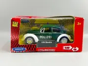 Welly VW Volkswagen Beetle Polizei Police Car Pull Back Action Diecast 1:34