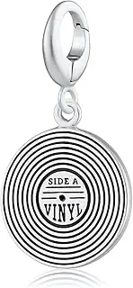 [Lily Charmed] 925 Sterling Silver, or 18ct Gold Plated Vinyl Record Music Charm, Slide on or Clip on Charm Accessory