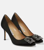 [Manolo Blahnik] Manolo Blahnik Hangisi 90 embellished satin pumps AU 5 black