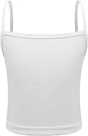 [Sywiyi] Girls Stretchy Camisole Tank Top Basic Camisole Crop Tops Sleeveless Knit Ribbed T-Shirt Gym Workout Undershirts
