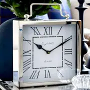 Modern Silver Square Ball Handle Doyle & Co Mantel Clock Display Home Decor