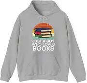 [X.Style] Just A Boy Who Loves Books Read Reading Librarian Kids ds033 Hoodie Grey 3XL