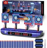 Lehoo Castle Nerf Target, Toys for 3 4 5 6 Year Old Boys, Shooting Targets with 4 Electronic Digital Auto Nerf Gun Target, 20 Nerf Bullets 2 Wrist Band for Boys Girls