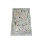 2'1"x3' Misty Gray Afghan Angora Oushak Hand Knotted 100% Wool Mat Rug G20330