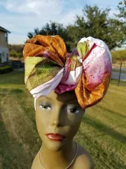 White And Pink Headwrap;White African Headwrap; Ankara Headwrap; African Fabric