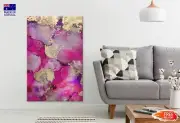 Purple Pink Gold Splash Abstract Wall Canvas Home Decor Australian Made Quality