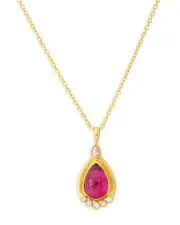 Gurhan 18 & 24K Yellow Gold Muse Pink Tourmaline Pendant Necklace, 16-18