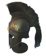 Medieval Greek Corinthian Helmet with Black Plume, Armor Knight Spartan Costumes